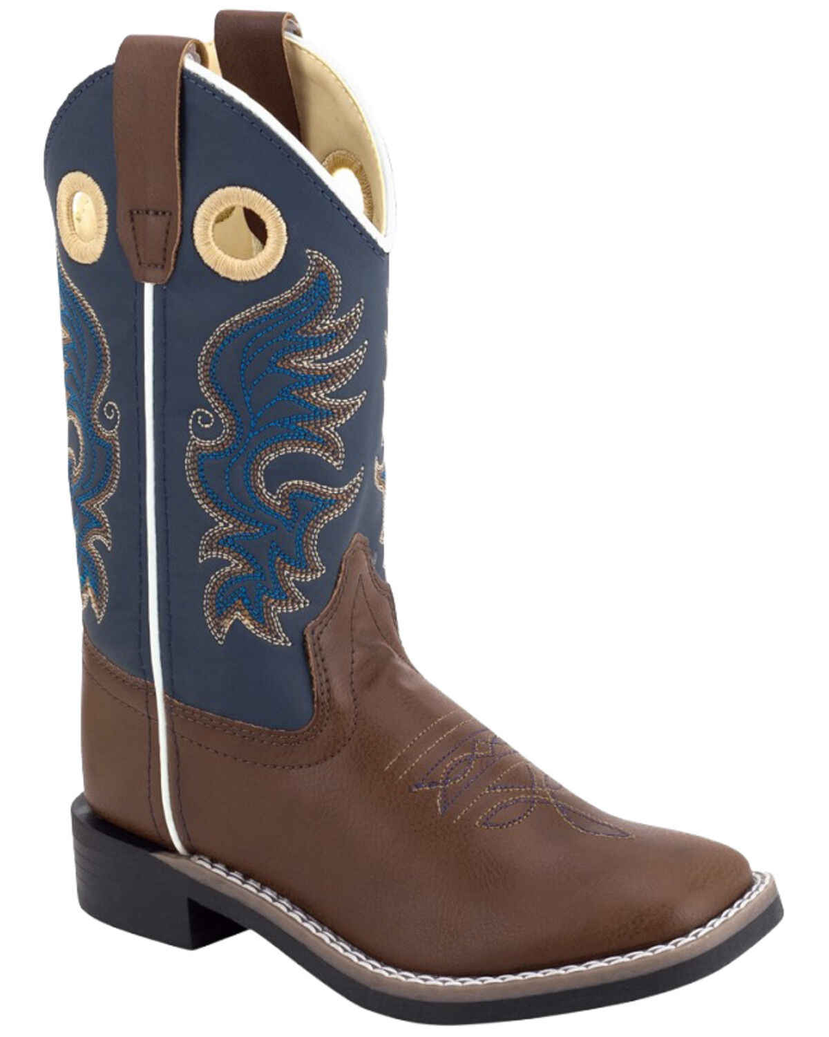 Image #1 - Old West Little Boys' Western Boots - Broad Square Toe, Navy, hi-res