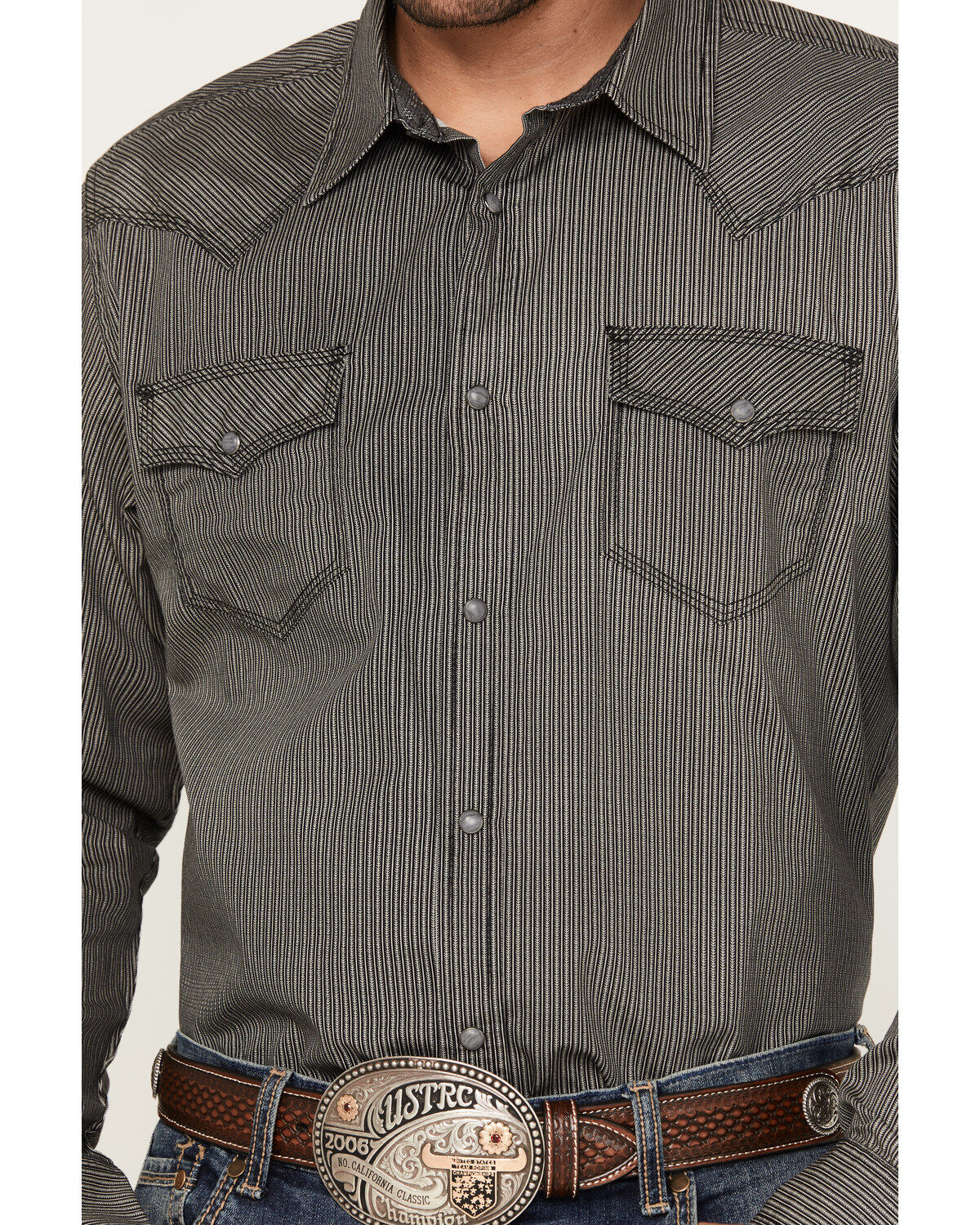 Image #3 - Moonshine Spirit&reg; Men's Country Night Striped Long Sleeve Western Snap Shirt, Navy, hi-res