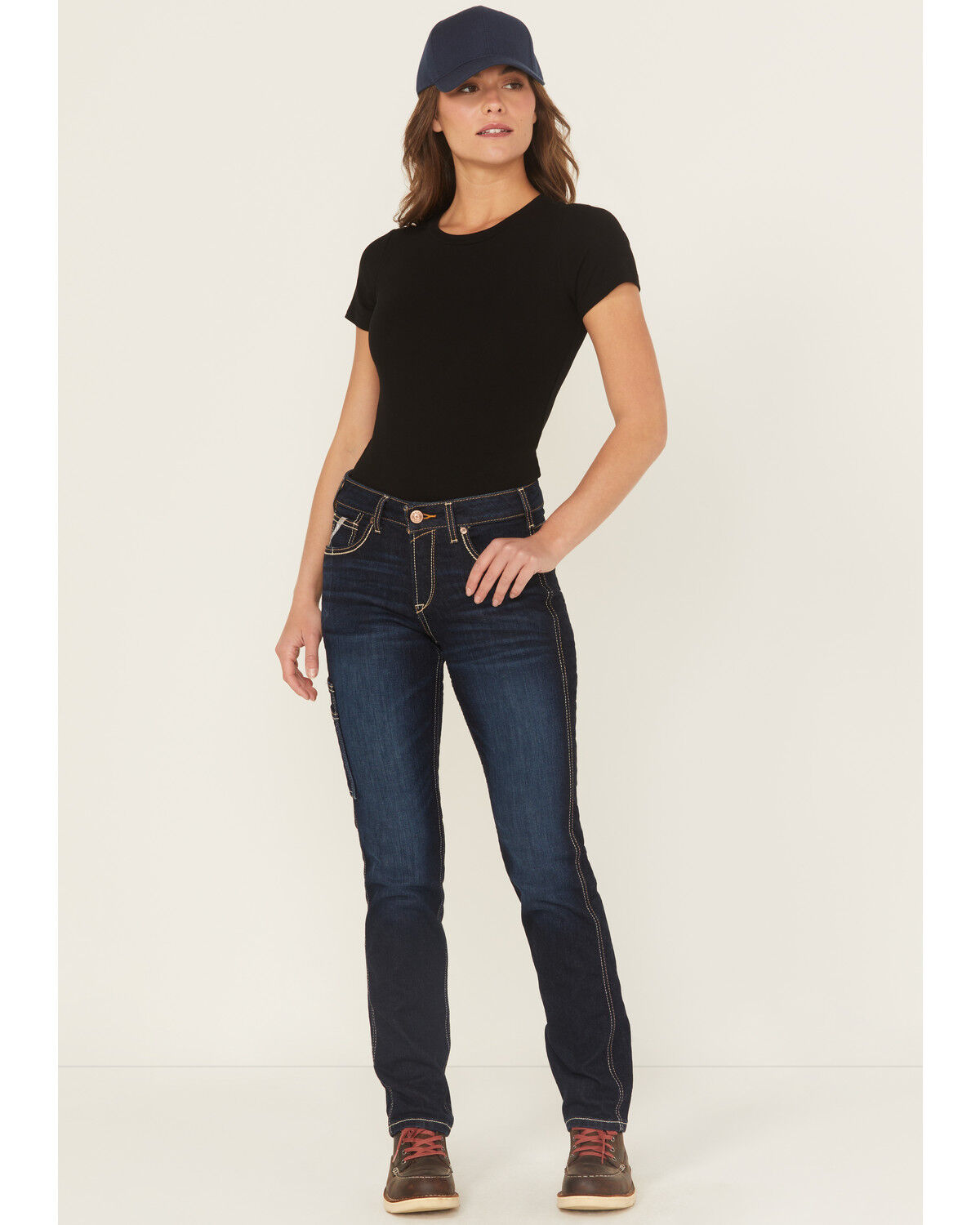 Ariat Women's Rebar Perfect Rise Work Flex Riviter Slim Leg Work Jeans, Blue, hi-res