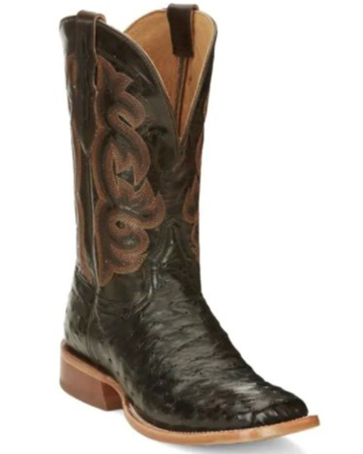 Tony Lama Men's Moore Umber Full-Quill Ostrich Western Boot - Broad Square Toe, Brown, hi-res