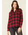 Image #1 - Flag & Anthem Women's Buffalo Check Long Sleeve Western Shirt, Red, hi-res