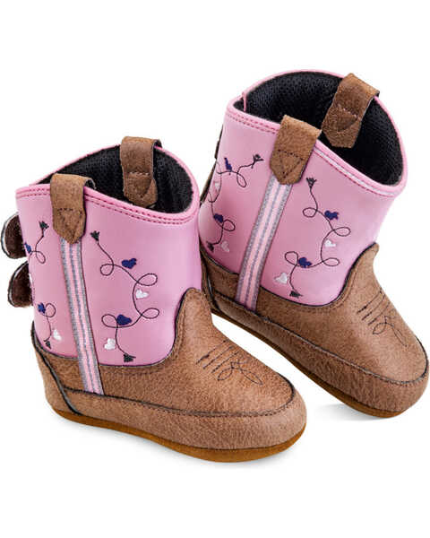 Image #1 - Old West Infant Girls' Pink Poppets Boots - Round Toe , Pink, hi-res