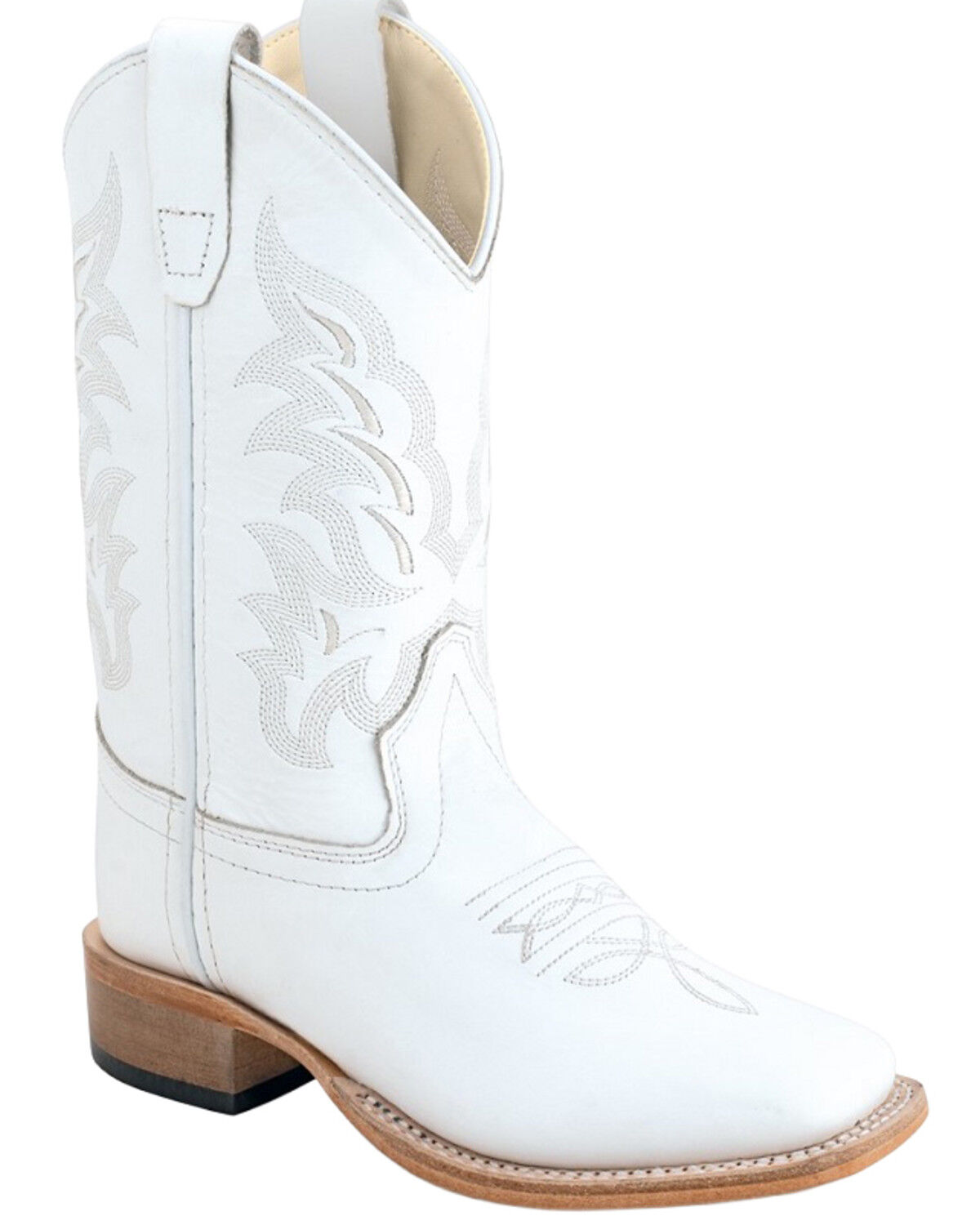 Image #1 - Old West Little Girls' Western Boots - Broad Square Toe, White, hi-res