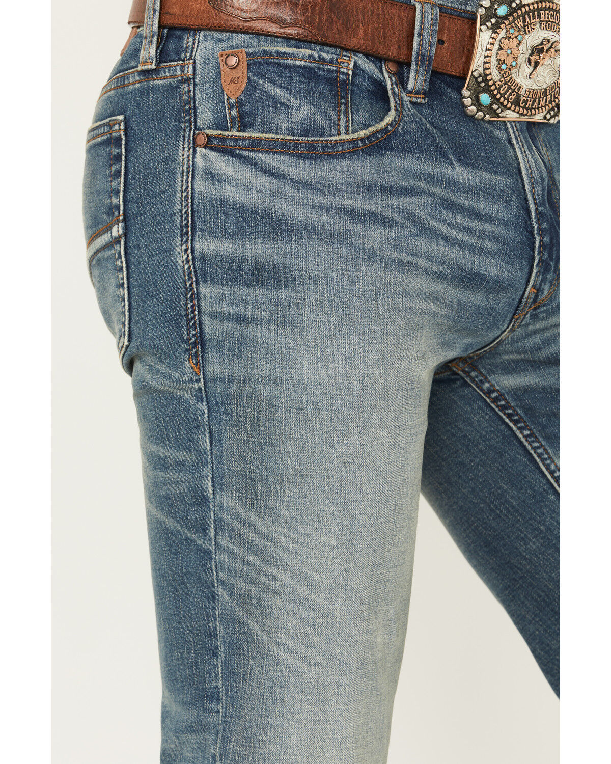 Image #2 - Moonshine Spirit&reg; Men's Twister Wash Decker Slim Straight Stretch Denim Jeans, Medium Wash, hi-res