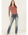Image #3 - Grace In LA Women's Medium Wash Mid Rise Star Horseshoe Bootcut Stretch Denim Jeans, , hi-res