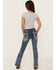 Image #3 - Grace in LA Girls' Medium Wash Paisley Embroidered Faux Flap Pocket Bootcut Stretch Denim Jeans , Medium Wash, hi-res