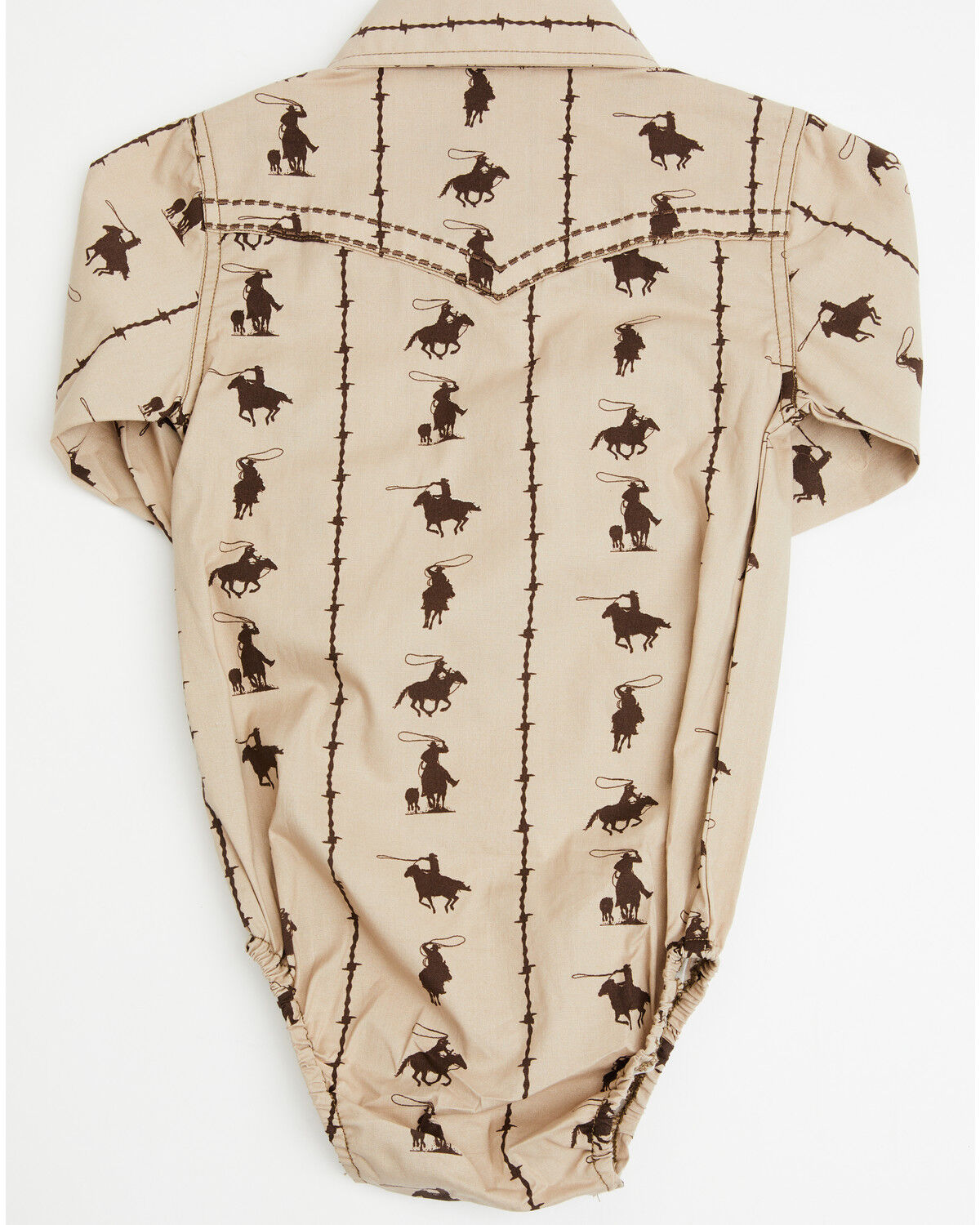 Image #3 - Cowboy Hardware Infant Boys' Barbed Printed Long Sleeve Snap Onesie, Tan, hi-res
