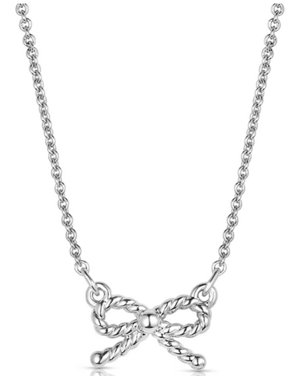 Image #1 - Montana Silversmiths Women's Roped Bow Necklace, Silver, hi-res
