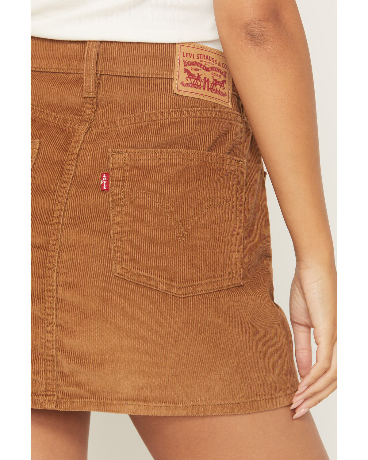 Image #4 - Levi's Women's Icon Corduroy Mini Skirt, Tan, hi-res