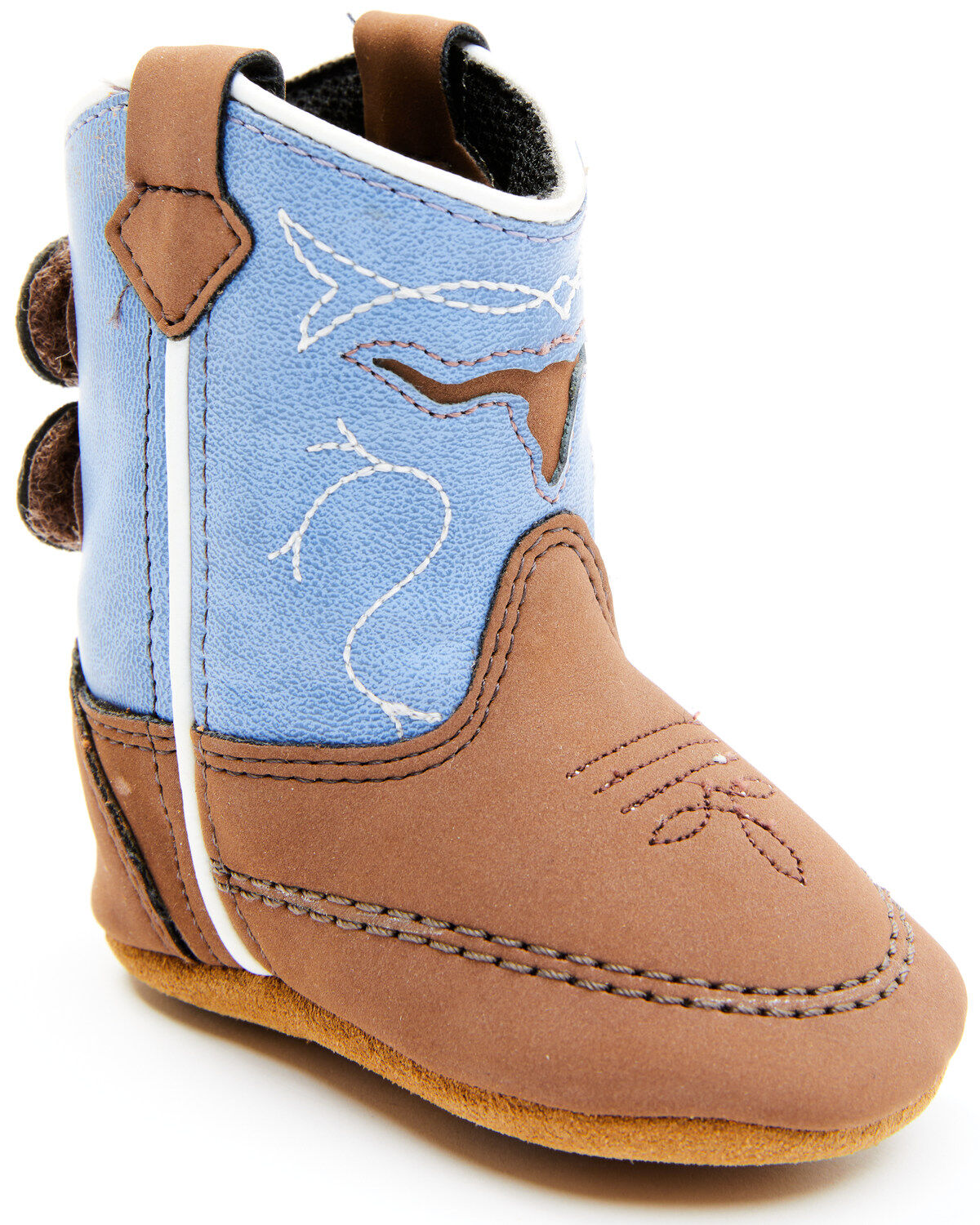 Image #1 - Boot Barn Infant Boys' Longhorn Poppet Boots- Round Toe, Brown/blue, hi-res