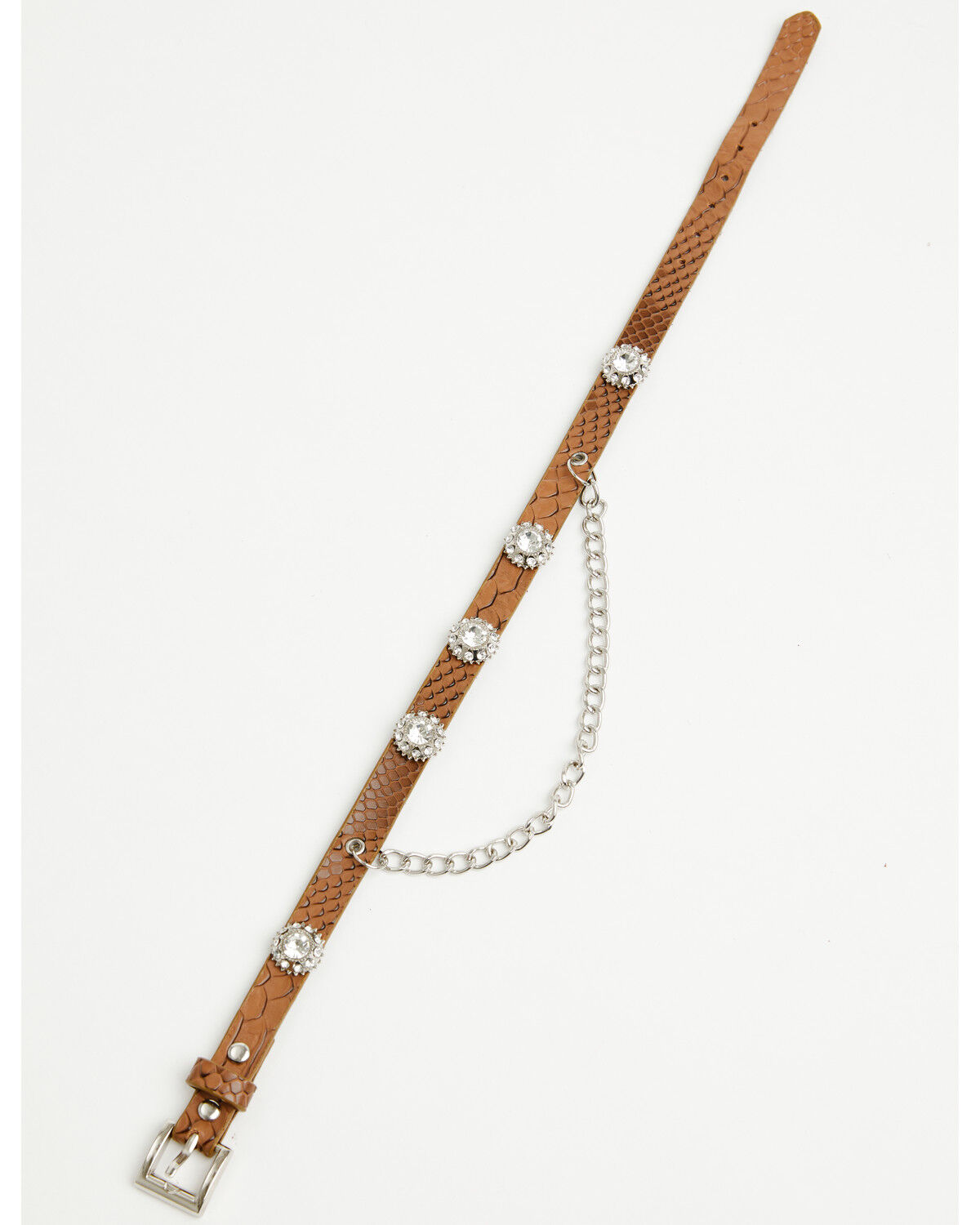 Image #1 - Shyanne Women's Rhinestone Concho Boot Bracelet with Chain, Brown, hi-res