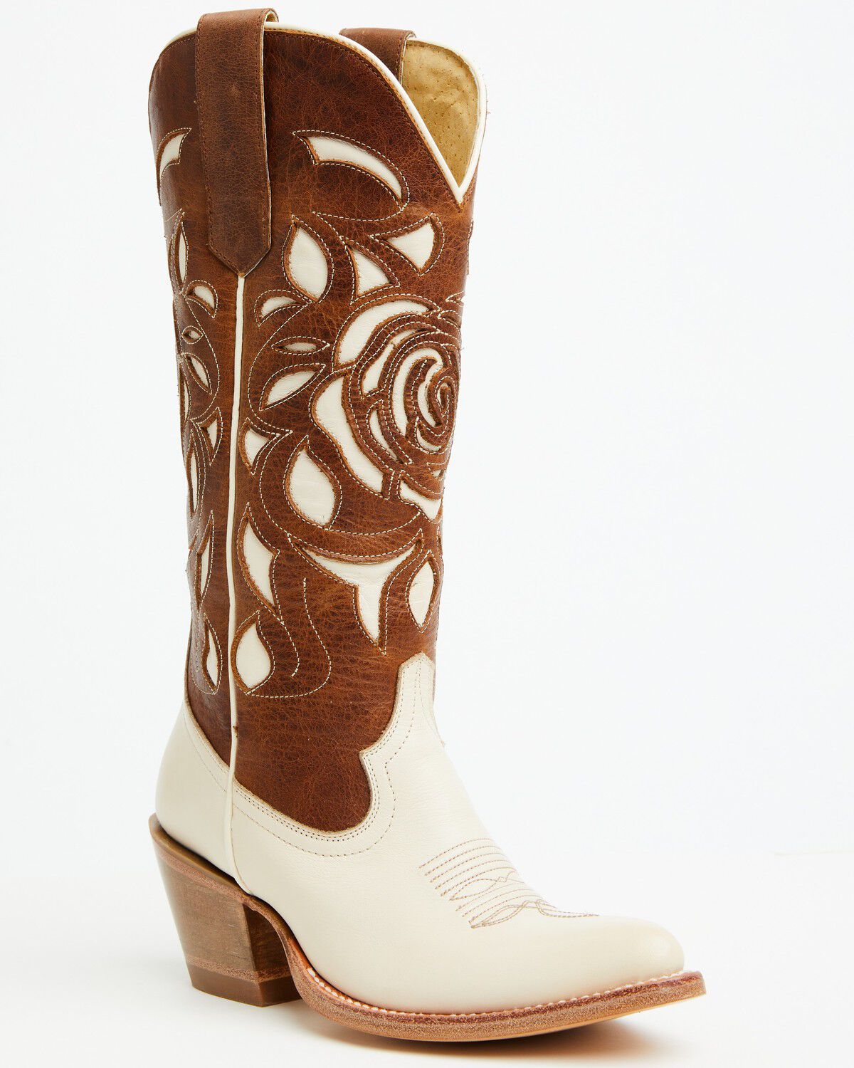 Image #1 - Shyanne Women's Rose Western Boots - Round Toe, Cream, hi-res