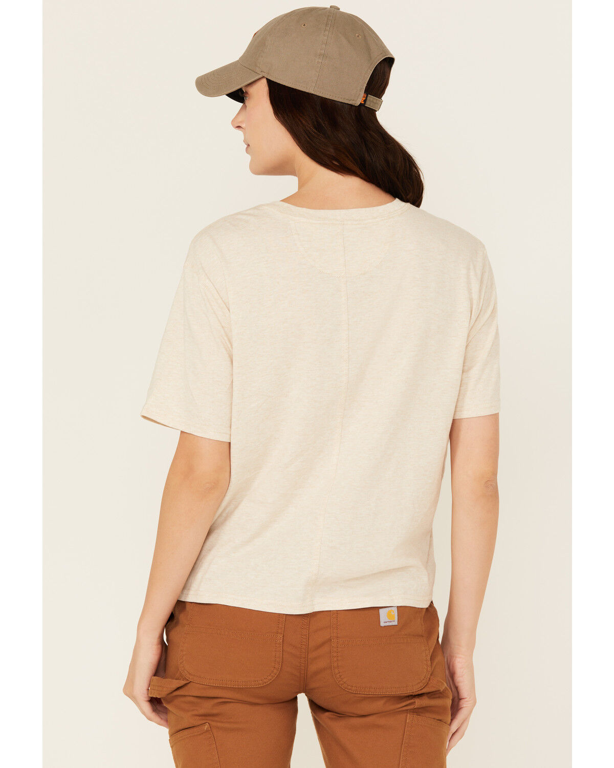 Image #4 - Carhartt Women's Tencel&trade; Fiber Series Loose Fit Short Sleeve Pocket Work Shirt, Oatmeal, hi-res