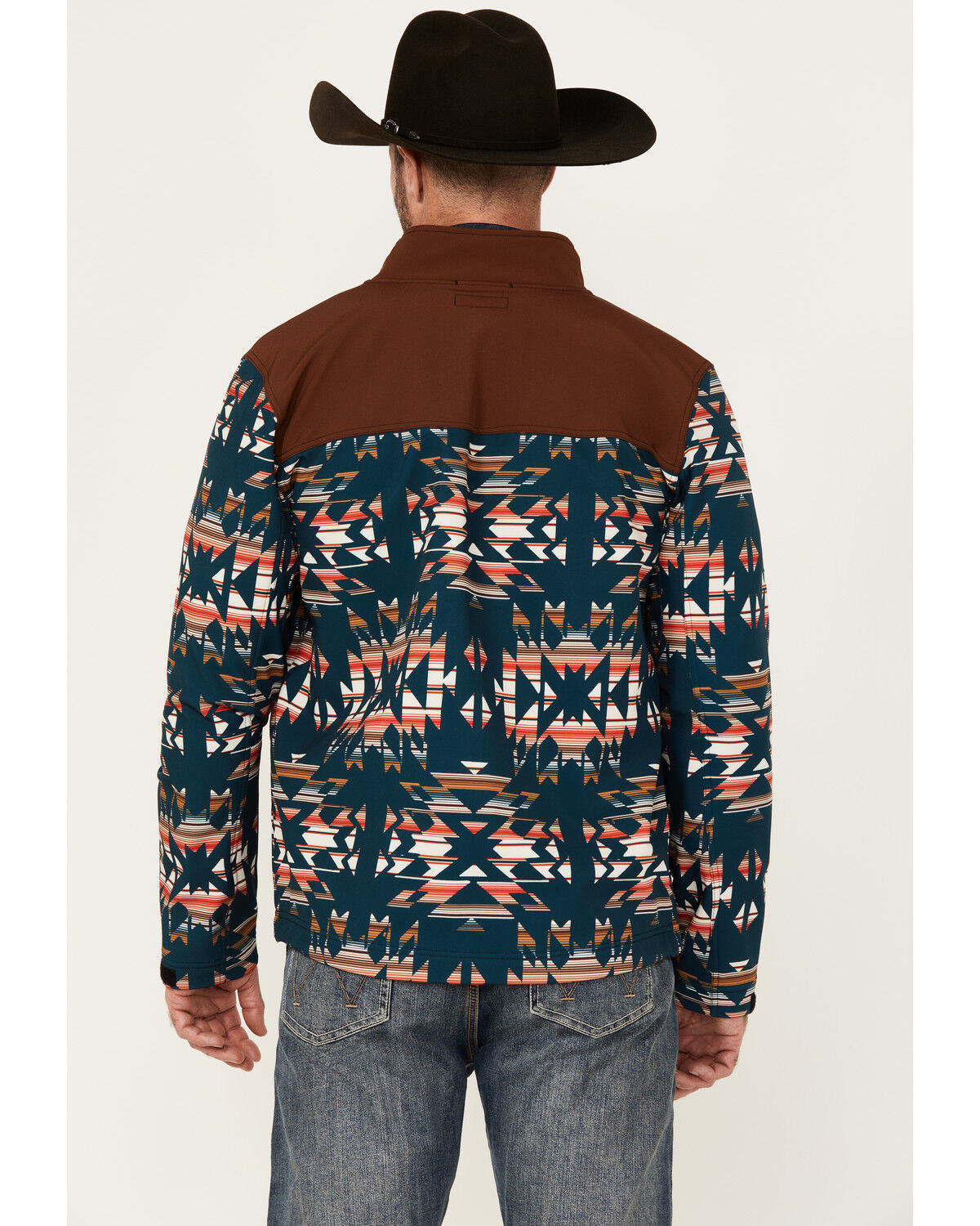 Image #4 - RANK 45&reg; Men's Southwestern Print Color Block Jacket, Dark Teal, hi-res