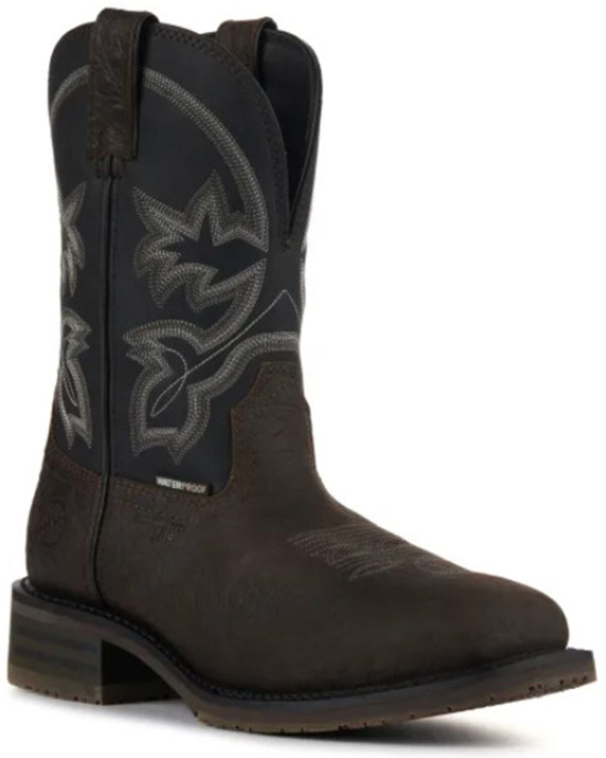 Image #1 - Double H Men's 10" Deep Scallop Waterproof Work Boots - Composite Toe, Black/brown, hi-res
