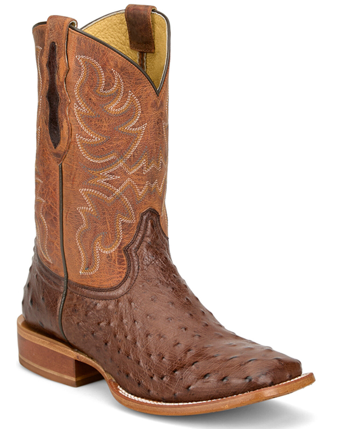 Tony Lama Men's Blaine Exotic Ostrich Western Boots - Broad Square Toe, Brown, hi-res