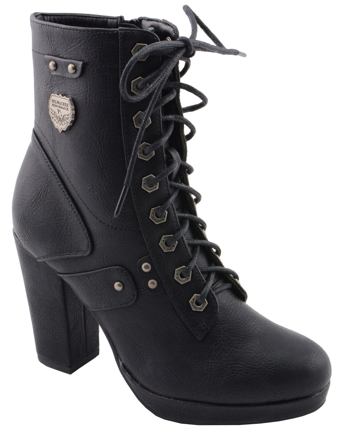 Milwaukee Leather Women's Lace Toe Toe Platform Boots - Round Toe, Black, hi-res