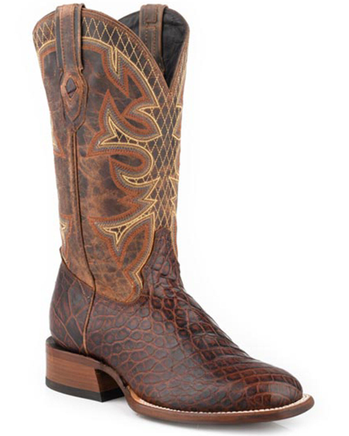Image #1 - Stetson Men's Grator Exotic Alligator Western Boots - Broad Square Toe, Brown, hi-res