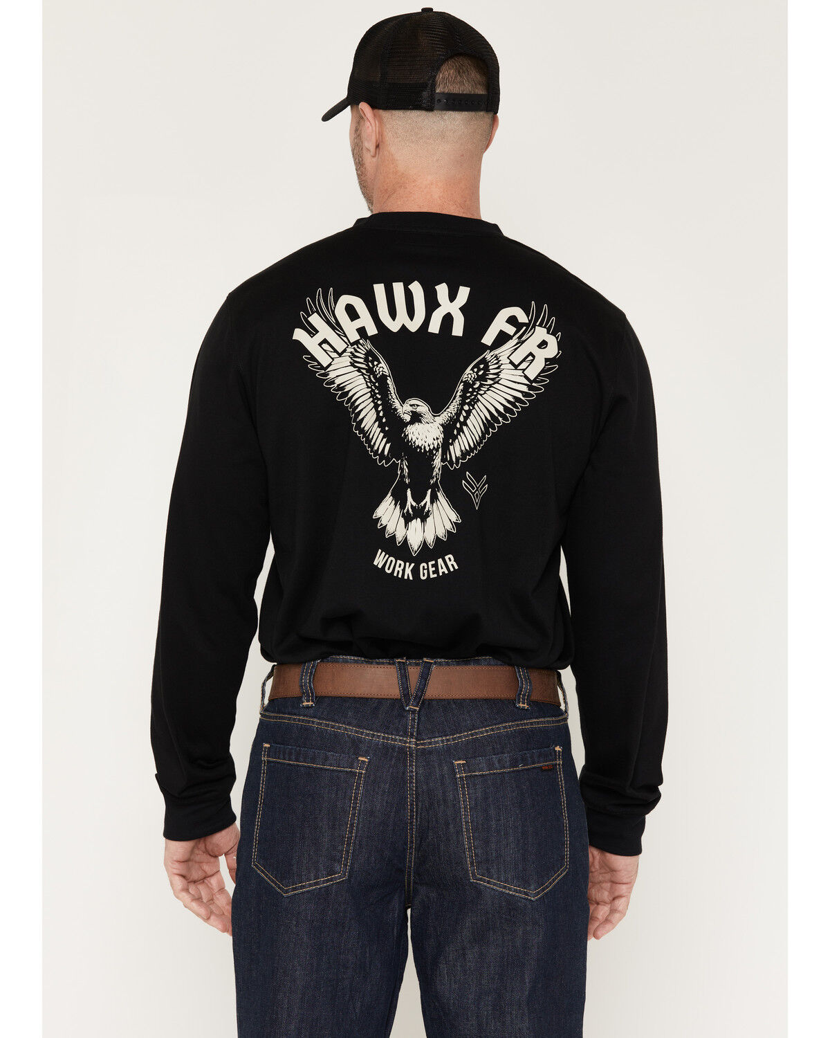 Image #1 - Hawx Men's FR Solid Hawk Long Sleeve Graphic Work T-Shirt, Black, hi-res