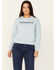 Image #1 - Dickies Women's Heavyweight Wordmark Crew Neck Fleece Sweatshirt, Light Blue, hi-res