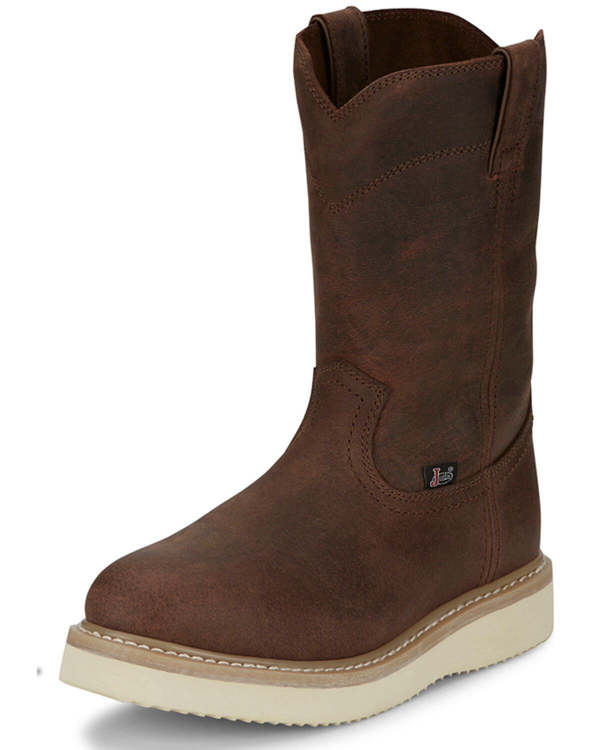 Justin Men's Ram Pull-On Work Boots - Soft Toe, Brown, hi-res