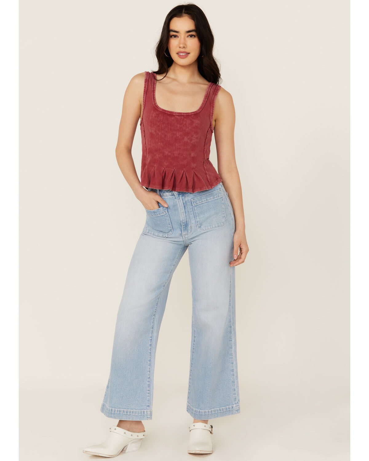 Image #1 - Rolla's Women's Boot Barn Exclusive Bluebird Light Wash High Rise Sailor Wide Leg Stretch Denim Jeans, Light Wash, hi-res