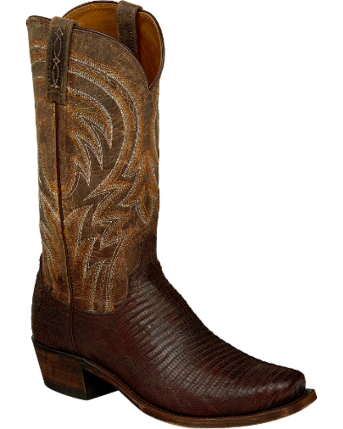 Image #1 - Lucchese Men's Handmade Percy Lizard Boots - Square Toe, Tan, hi-res