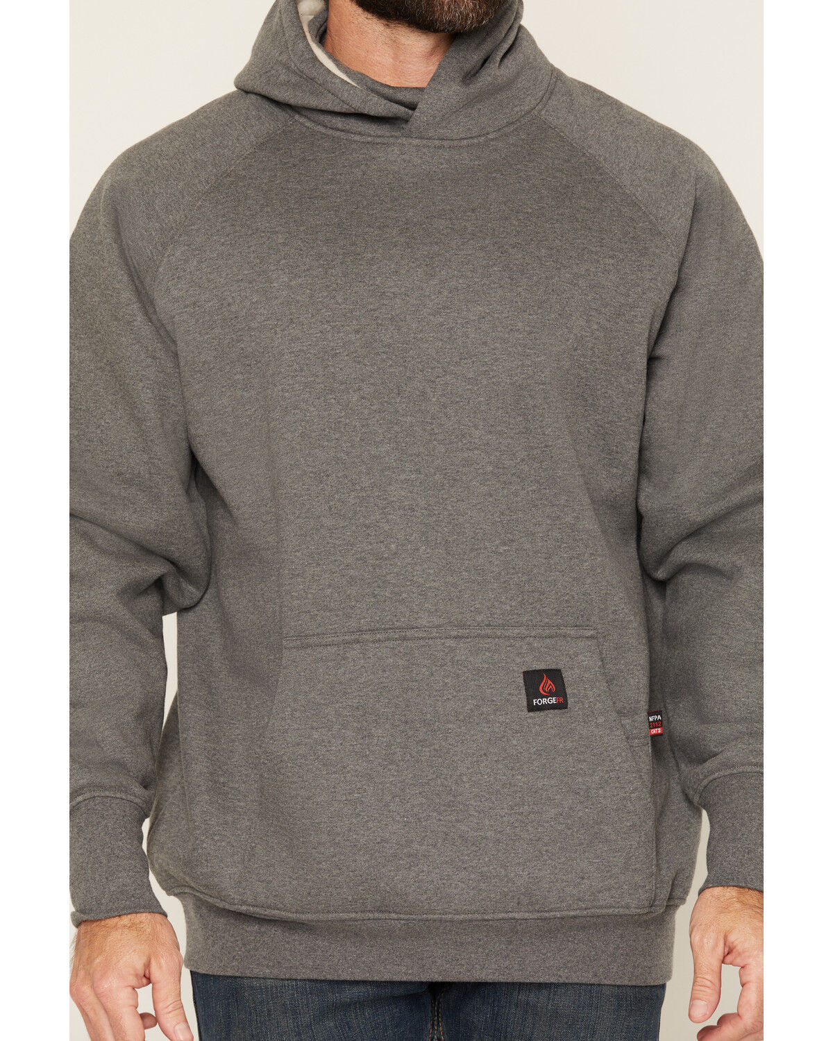 Image #3 - Forge Workwear Men's FR Graphic Hooded Sweatshirt, Charcoal, hi-res
