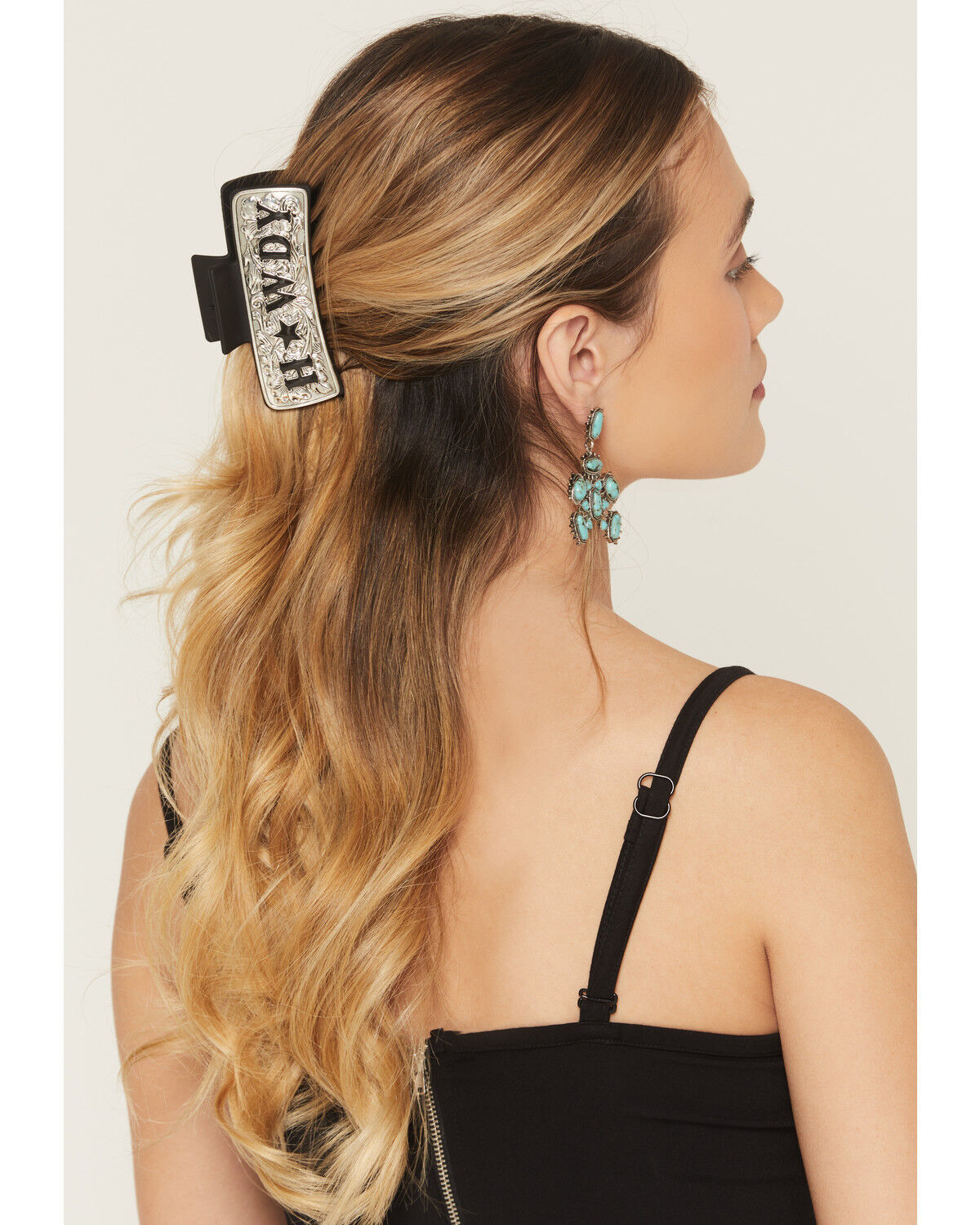 Image #1 - Idyllwind Women's Howdy Stamped Metal Hair Clip, Black, hi-res