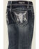 Image #2 - Grace in LA Girls' Medium Wash Longhorn Skull Stretch Bootcut Jeans , Medium Wash, hi-res