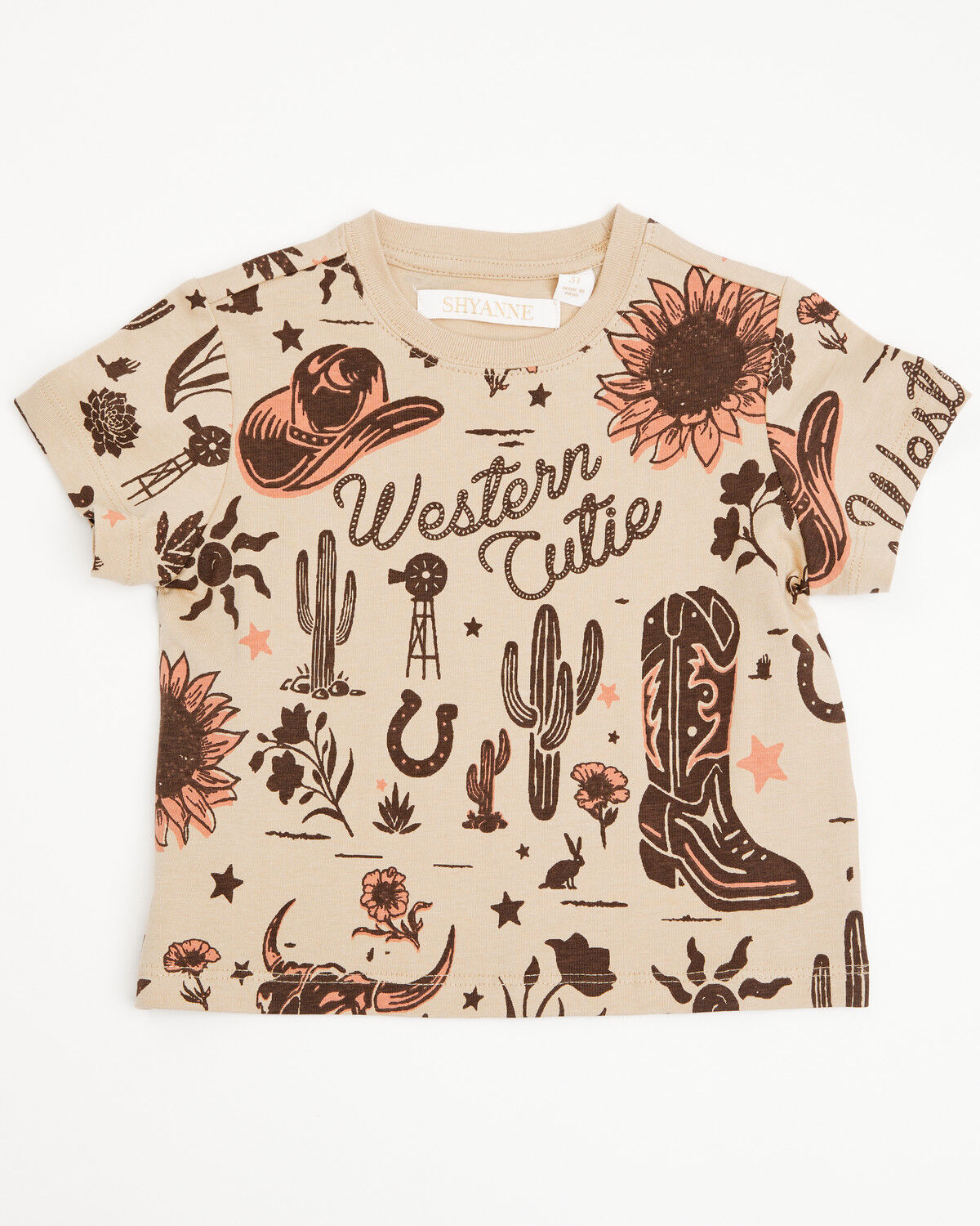 Image #1 - Shyanne Toddler Girls' Western Cutie Printed Short Sleeve Graphic Tee, Khaki, hi-res