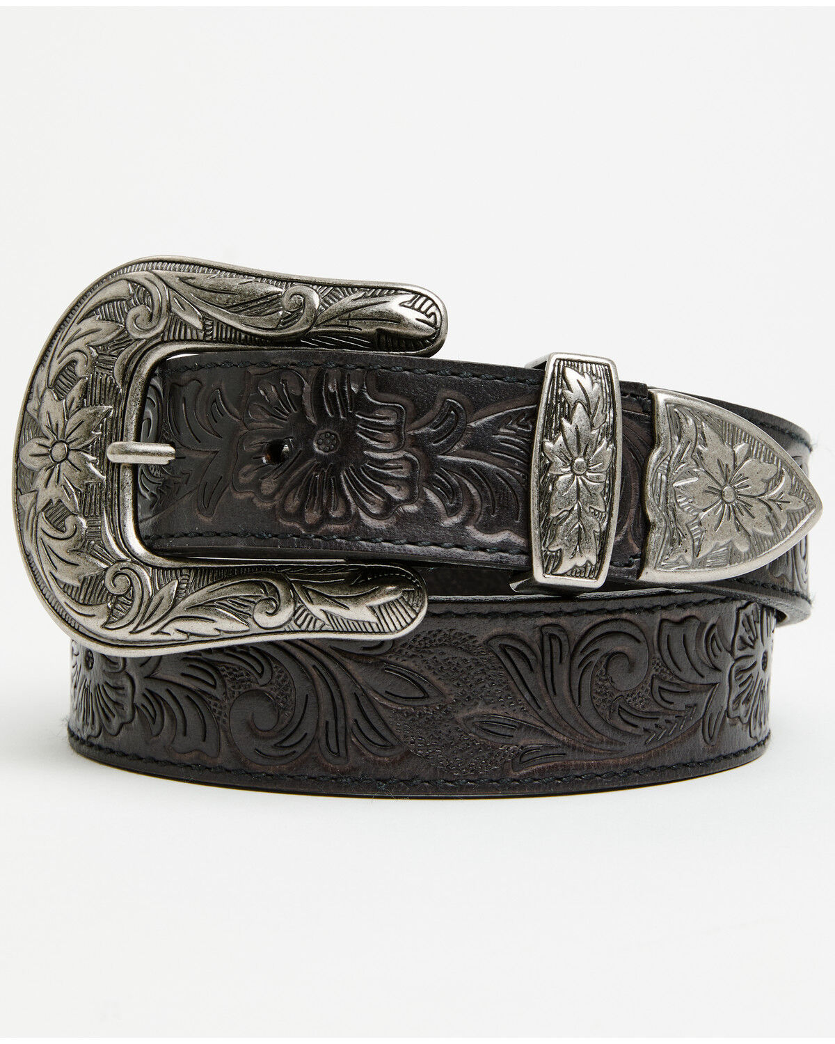 Image #1 - Shyanne Women's Lynnelle Tooled Belt, Black, hi-res