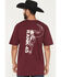 Image #4 - RANK 45&reg; Men's Half Steer Skull Logo Short Sleeve Graphic T-Shirt, Burgundy, hi-res