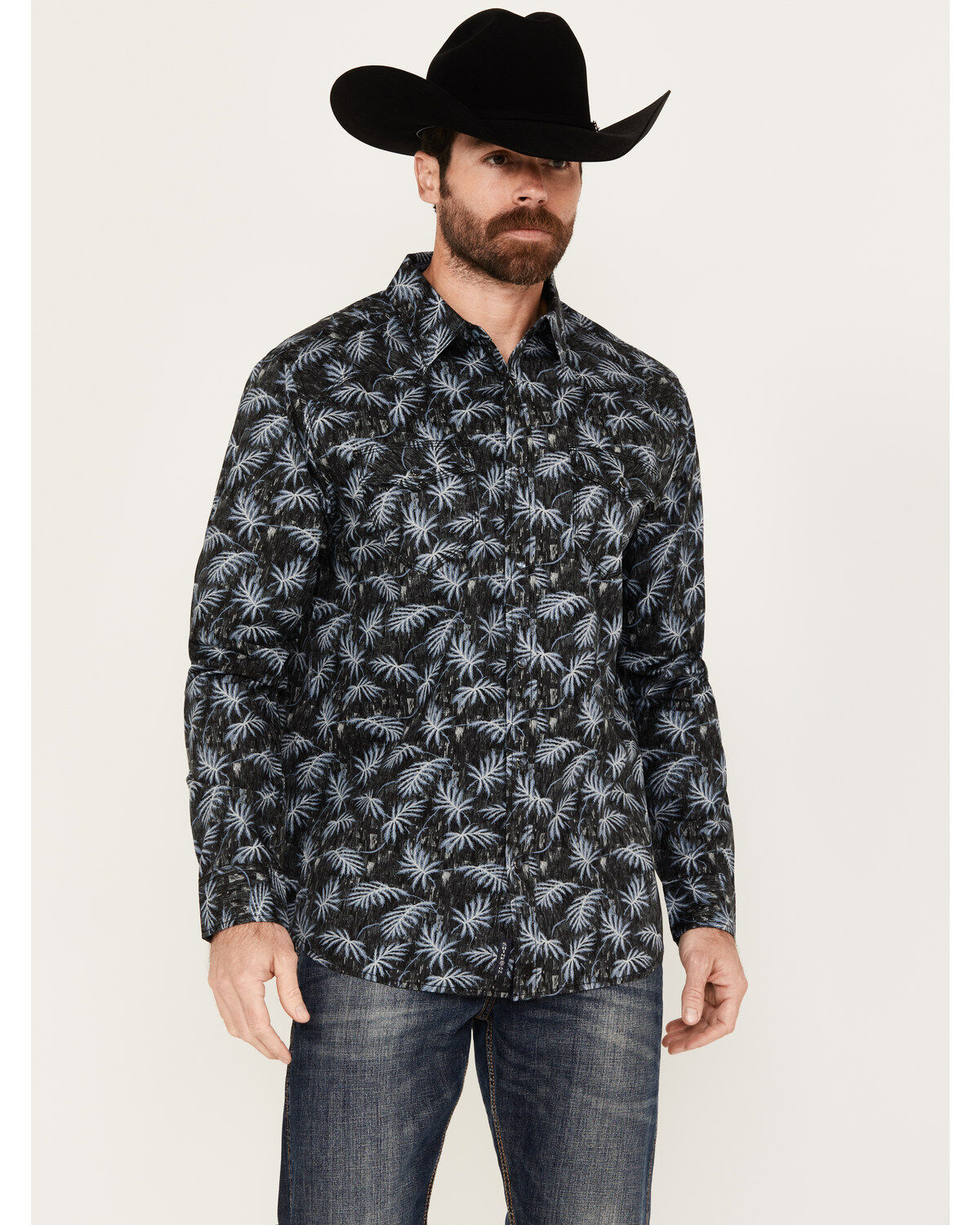 Image #1 - Moonshine Spirit&reg; Men's Kaanapali Floral Print Long Sleeve Snap Western Shirt, Black, hi-res