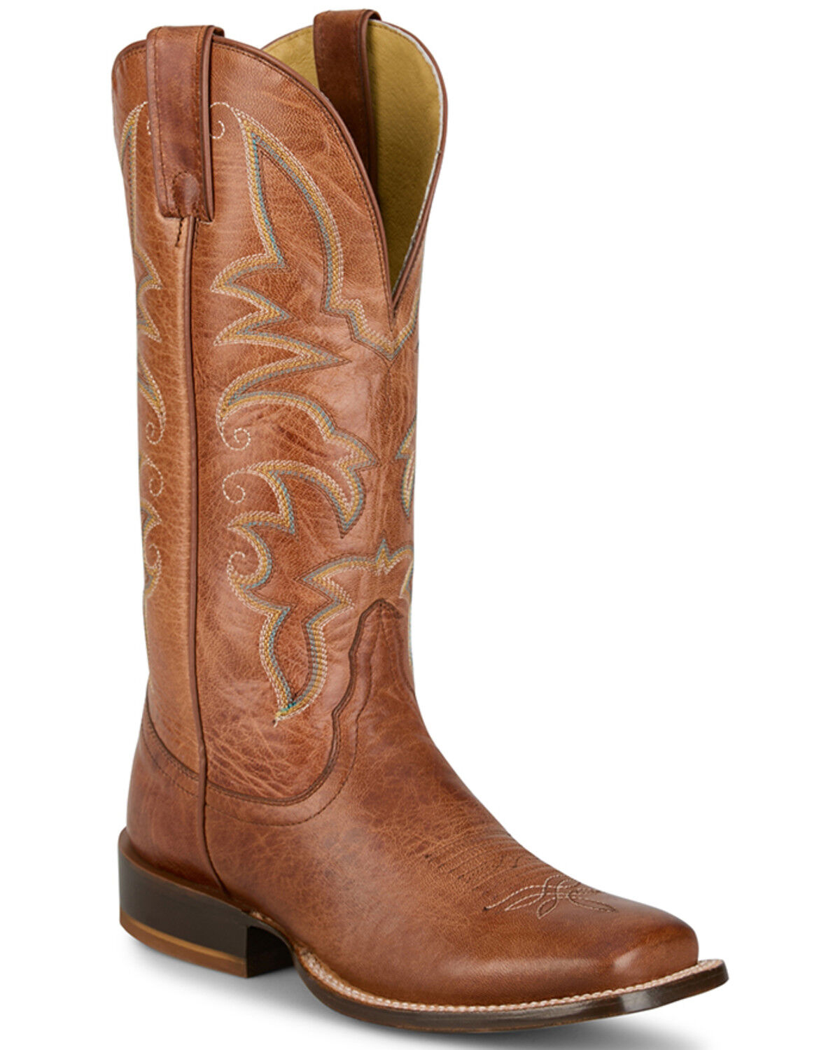 Image #1 - Tony Lama Women's Helena Western Boots - Broad Square Toe, Cognac, hi-res