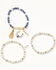Image #1 - Lainey Wilson Women's Beaded Charm Stretch Bracelet, Gold, hi-res