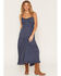 Image #1 - Angie Women's Sleeveless Polka Dot Midi Dress, Navy, hi-res