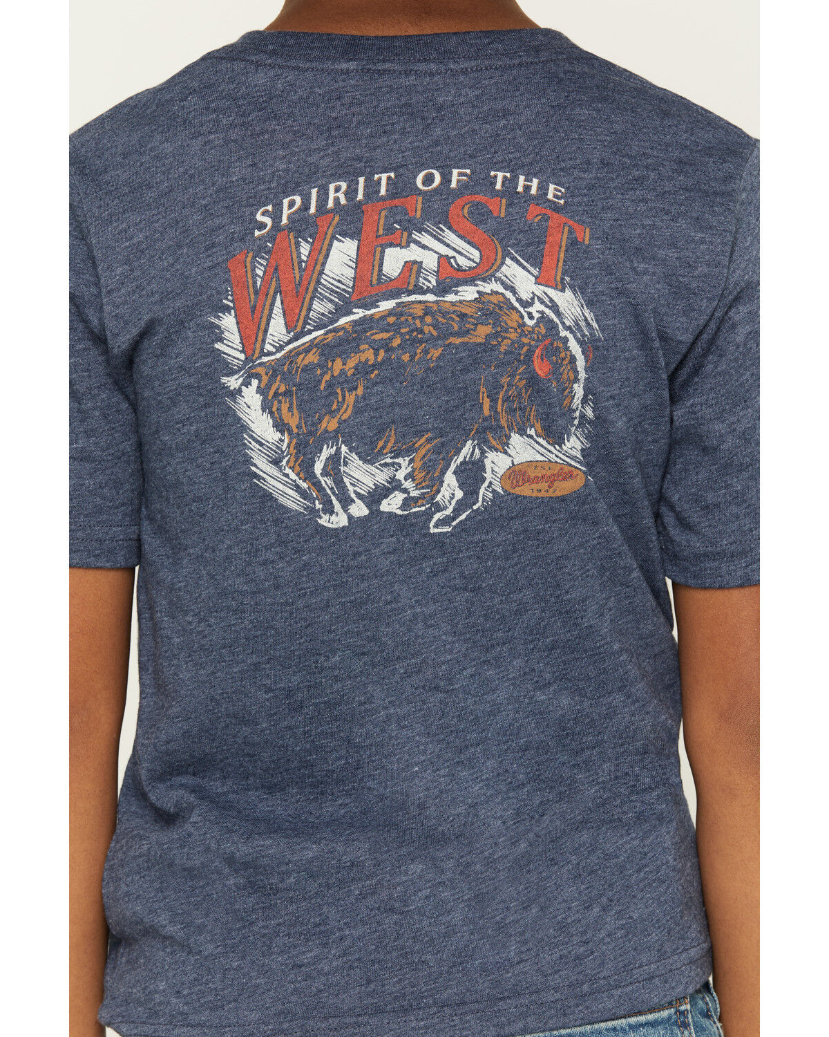 Image #4 - Wrangler Boys' Spirit Of The West Buffalo Short Sleeve Graphic T-Shirt, Blue, hi-res