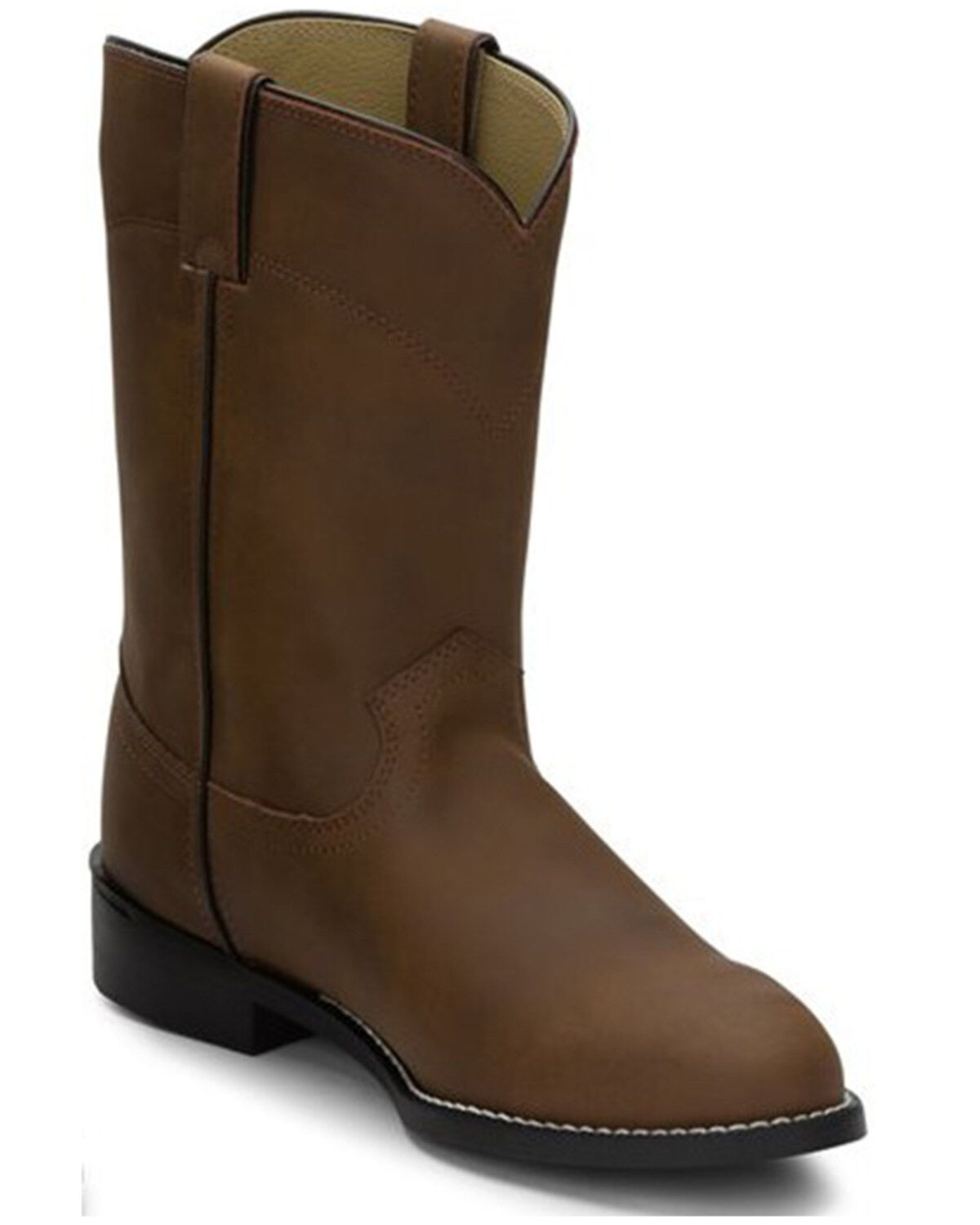 Justin Men's Basics Roper Western Boots - Medium Toe, Bay Apache, hi-res