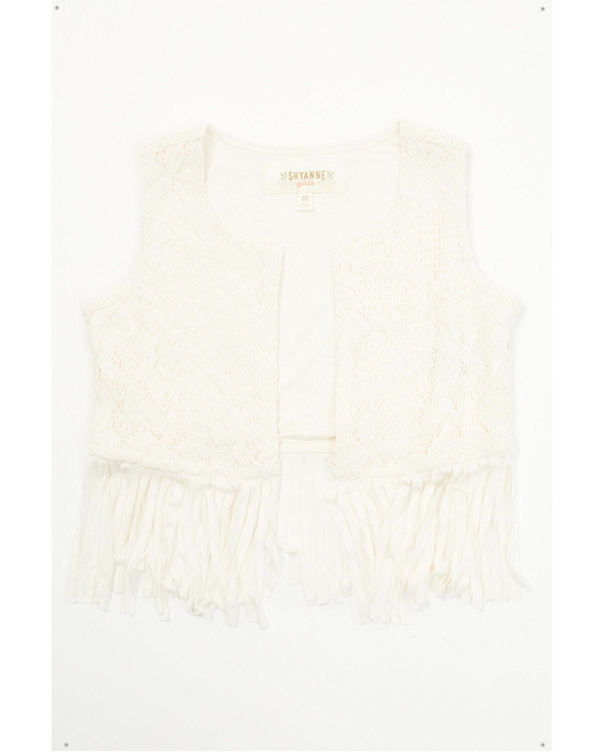Shyanne Toddler Girls' Flawless Fringe Lace Vest, Cream, hi-res
