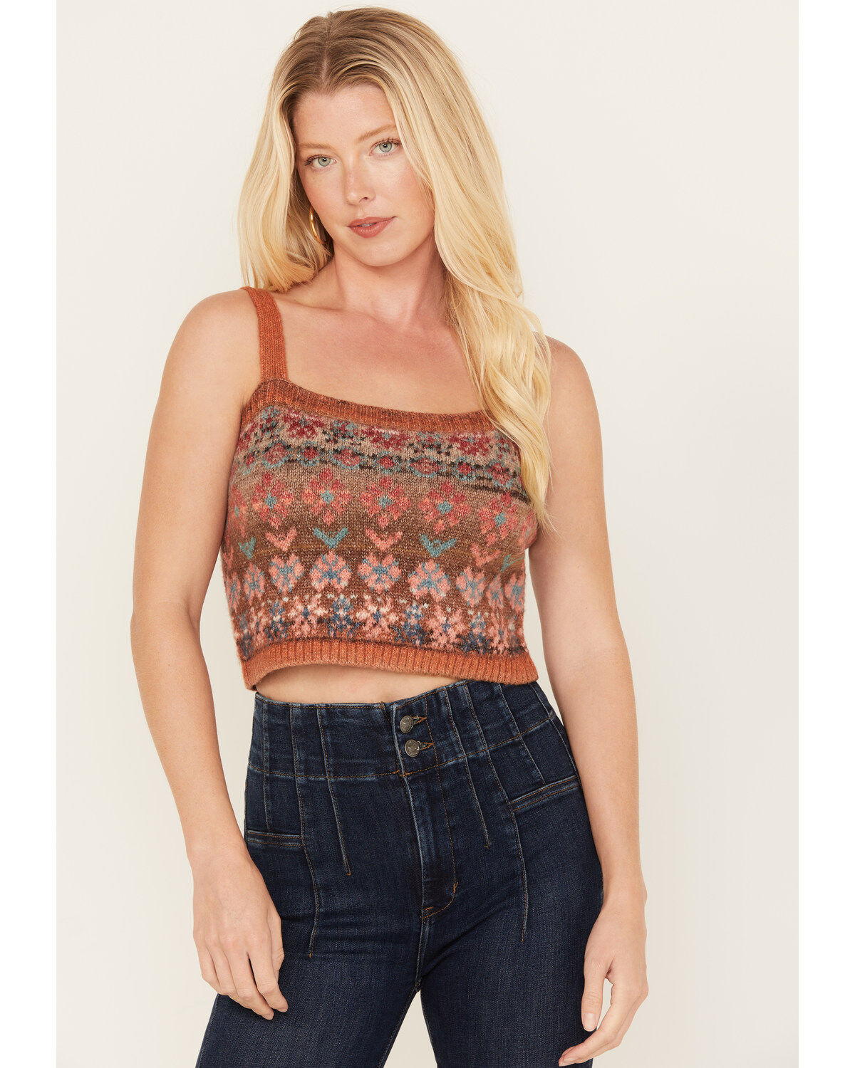 Cleo + Wolf Women's Cropped Sweater Cami, Beige/khaki, hi-res