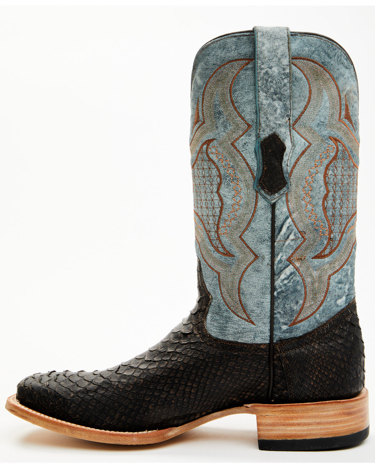Image #3 - Tanner Mark Men's Python Exotic Western Boots - Broad Square Toe, Brown, hi-res