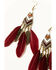 Image #2 - Shyanne Women's Desert Rose Antique Feather Earrings , Gold, hi-res