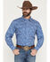 Image #1 - Cowboy Hardware Men's Scatter Paisley Print Long Sleeve Pearl Snap Stretch Western Shirt, Blue, hi-res