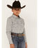 Image #2 - Cody James Boys' Southwestern Print Long Sleeve Western Snap Shirt, Dark Blue, hi-res