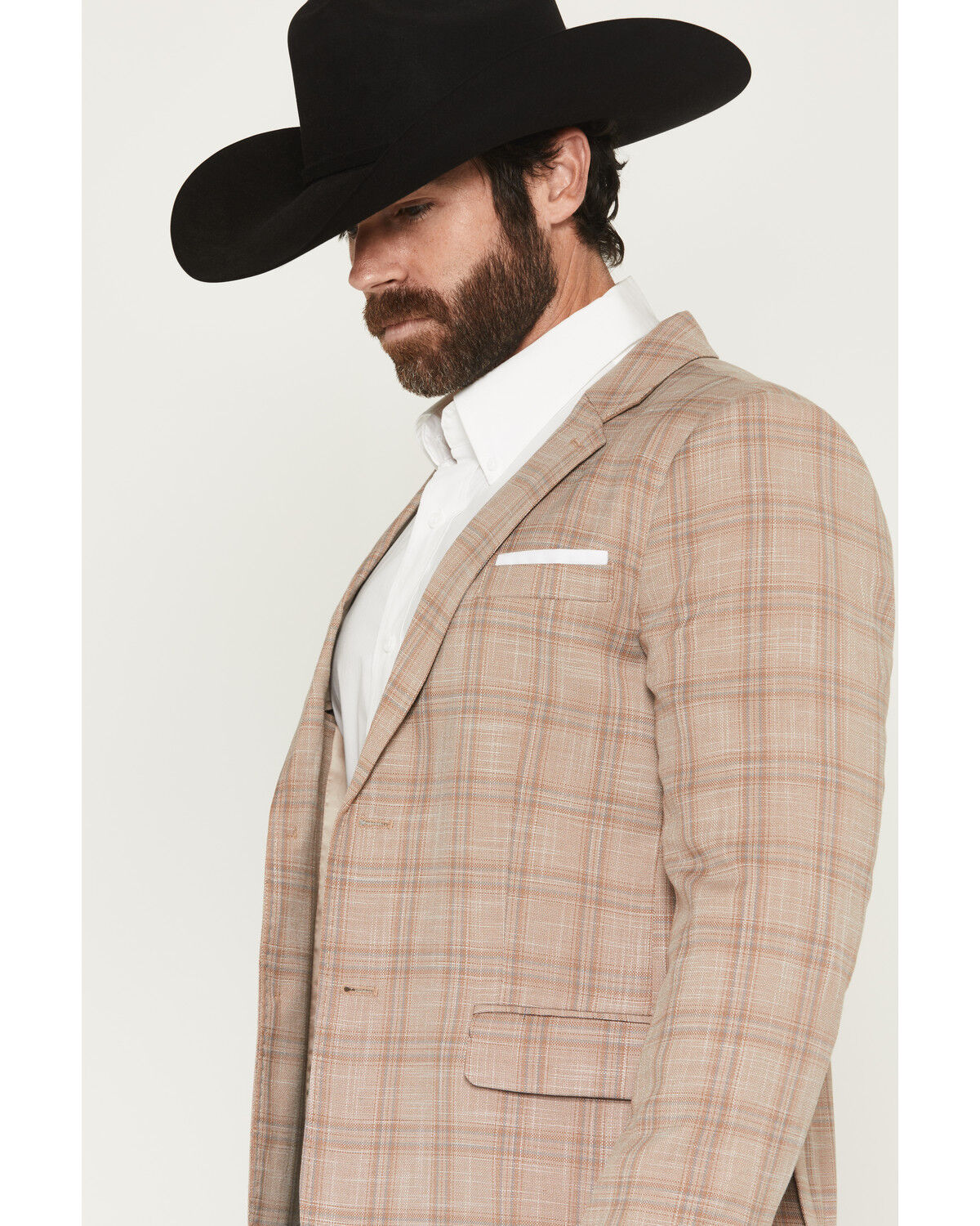 Image #2 - Rock & Roll Denim Men's Plaid Print Modern Fit Sportcoat, Tan, hi-res