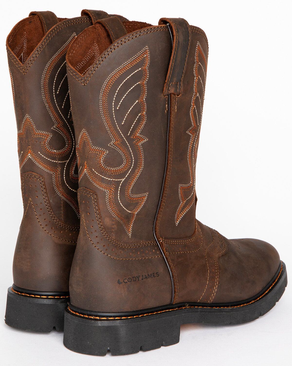 Image #7 - Cody James Men's Mustang Western Pull-On Work Boots - Soft Toe, Brown, hi-res