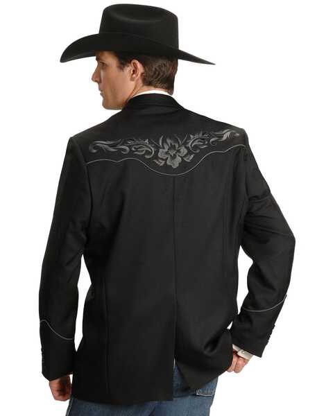 Image #3 - Scully Men's Floral Embroidery Western Jacket, Charcoal Grey, hi-res