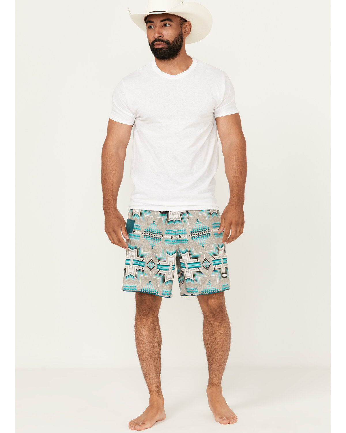 Rock & Roll Denim Men's Southwestern Print Stretch Board Shorts, Multi, hi-res