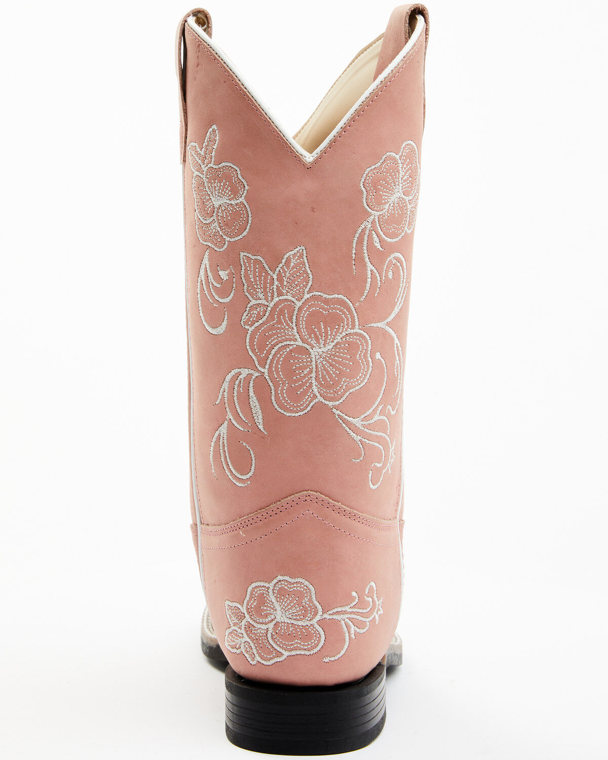 Image #5 - Shyanne Girls' Little Lasy Floral Embroidered Leather Western Boots - Broad Square Toe, Pink, hi-res